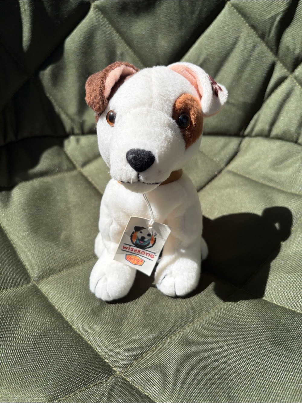Wishbone Plush Puppy - White with Brown Patch